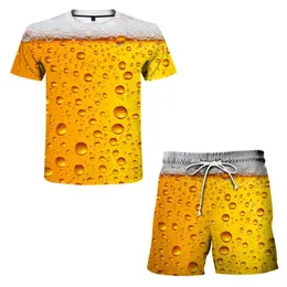 Herrspårar för män Summer Sports Suit Beer/Drink 3D Printing Casual Men and Women's Short-Sleeved Beach Pants S-6xlmen's