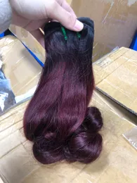 النبيذ الأحمر فومي الشعر البشري نطاط مجعد مزدوج مرسومة الشعر العذراء الشعر الحقيقي