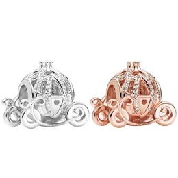 Popularne wysokiej jakości 925 Sterling Silver Sparkling Pumpkin Carriage wisiorek DIY koraliki do oryginalnej bransoletki Charm bransoletka damska biżuteria pandora akcesoria mody