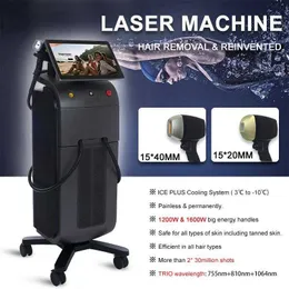 Högkvalitativa dubbla handtag 1600 watt lasermaskin multi våglängd 1064 nm 755 nm 808nm permanent smärtfri hårborttagning diode lazer