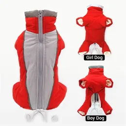 犬の冬のオーバーオール暖かい防水ペットジャンプスーツのズボン男性/女性犬の反射小さな犬の服の子犬ダウンジャケットLJ201006