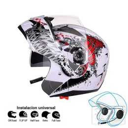 오토바이 헬멧 2022 헬멧을 플립 업 motocicleta bt casco moto double visors casque motorcybike