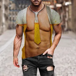남자 티셔츠 플러스 사이즈 남성용 거리 캐주얼 3D 인쇄 근육 짧은 슬리브 티셔츠 맨스