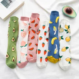 Calzini Calzetteria Primavera Autunno Frutta Avocado Limone Anguria Pesca Fragola Banana Cotone Coreano Divertente Harajuku Donna Casual