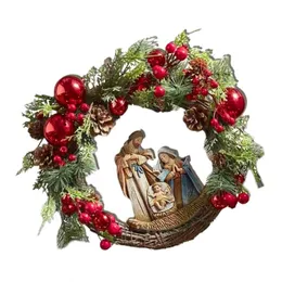 装飾的な花の花輪キリスト降誕ドアリースセイクリッドクリスマス14感謝祭のための完璧な装飾クリスマスdecorative