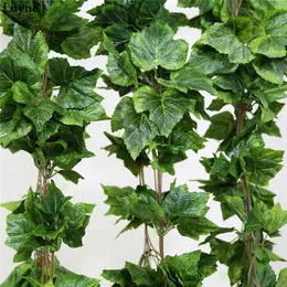 Luyue 10 PZ Seta Artificiale Foglie di Uva Appeso Ghirlanda Vite Finta Edera Indoor Outdoor Green Garden Wedding Home decor Y200104