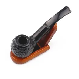 Rökning av vattenpipor Hot Selling 144mm Ebony Pipe Utsökt snidat mönster akryl krökt handtag cigaretthållare