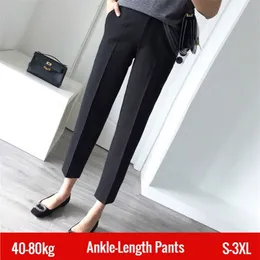 Женские грузовые брюки свободные весенние и осень моды дизайн смысл черный высокая талия случайный девяти точечный костюм 220325