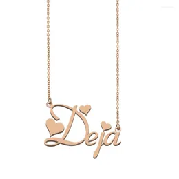 Anhänger-Halsketten: Deja-Namenskette, individuell für Frauen, Mädchen, Freunde, Geburtstag, Hochzeit, Weihnachten, Muttertagsgeschenk