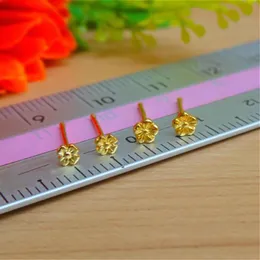 Hoop Huggie Solid 24k Yellow Gold Earring 2,8-3,1mmw Super Mini Sakura Plum Blossom Flower Ear Stud varje Hoop