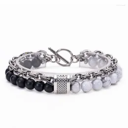 Łańcuch Link Natural Stone Koraliki Mężczyźni Akcesoria stali nierdzewnej Kobiety Bransoletka Bracile Uomo Bileleklik Armbanden Voor Vrouwen Jewelry Trum22