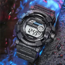 남성 스포츠 방수 시계 남성 시계 Horloges Mannen1을위한 고급스러운 LUMINON LED 실리콘 디지털 손목