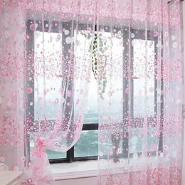 Cortina de tule floral para sala de estar cortina roxa para crianças porta do quarto porta curta Janela de janela de cortina de garotas 220525