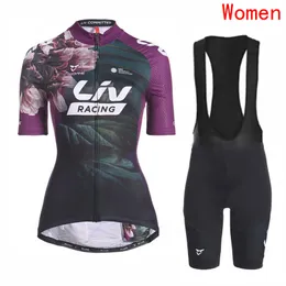 Liv Team Breattable Womens Cycling Short Sleeve Jersey Bib Shorts Set Summer Ropa Ciclismo Road Racing Clothing Outdoor Bicycle Uniform Sports Suit Y22062502