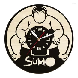 Orologi da parete Giappone Sumo Warrior Orologio Fighting Wrestling Room Interior Decor Bushido Wrestler Quiet Sweep Quartz Round Artwok ClockWall