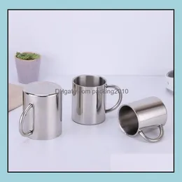 Muggar Drinkware Kitchen Dining Bar Home Garden Kids Mug Coffee Tumbler 400 ml 300 ml 18/8 rostfritt stål Beer Cam TEA Cup 2 Wal Dhyhf