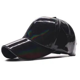 Cappellini da baseball Cappellini da baseball Cappelli alla moda per arcobaleno che cambia colore Visiera parasole in pelle verniciata Hip Hop Uomo Berretto da baseball regolabile Donna Bone Casquetteball