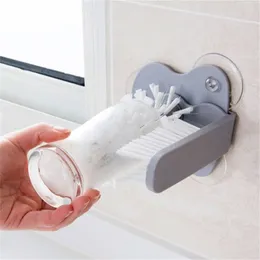 Stationary type Sink Suction Cup Glass Bottle Baby Milk Bottle Washing Brush Home Kitchen Cleaning Tools Wine cup brush 201214