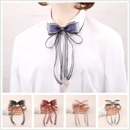 Korean Fashion Fabric Bowtic Brooches for Women College Style Shirt Collar Pins Clothes Necktie Bowknot Suit Accessories