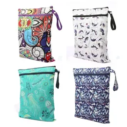 Cartoon Printing Storage Bag Baby Protable Nappy Reusable Washable Wet Dry Cloth Zipper Waterproof Diaper-Bag Baby-Nappy SN4743