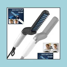 Frisörsalongvårdsstylingverktyg Produkter Epack Electric Comb Curling Iron Straightener Curler Men Combs Barber Frisör Rakborste D