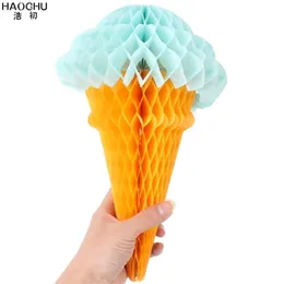 5PCSSet Ice Cream Form Tissue Paper Hanging Honeycomb Balls Lanterns POMS Wedding Birthday Party Home Decoration Paper Balls 201203