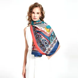 큰 스카프 130 130cm Twill Silk Scarf Letter Paisley 인쇄 디자이너 여성 고급 숄 헤드