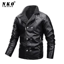 CHAIFENKO Giubbotti in pelle da uomo di marca Panno morbido invernale Casual Biker Abbigliamento uomo Moda Motore Collo in pelliccia Giacca in pelle Cappotto Uomo 220816