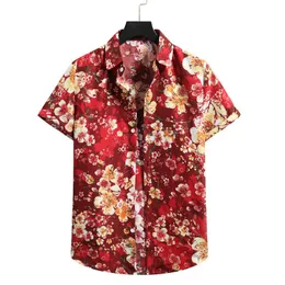 Camicie casual da uomo Moda stampa floreale Camicia da spiaggia Uomo Manica corta hawaiano 2022 Mens Tropical Aloha Vacanza Vacanza Vestiti CamisaMen's