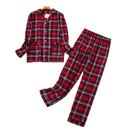 Women's Pajamas Plus Size S-XXXL Clothes Ladies Flannel Cotton Home Wear Suit Autumn Winter Pajamas Plaid Print Sleep Tops 220802