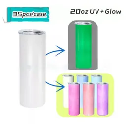 Local Warehouse Two Functions Glow in the dark UV Color Changing Tumbler 20oz Sublimation Tumbler Sun Light Sensing USA Warehouse