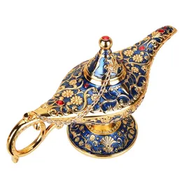 Ornament Aladdins Lamp Magic Lamp Metal Simulation Fairy Wishing Light Hollow Traditionell Genie Lamp Home Decoration Gift T200331