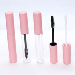 500 teile/los 10 ml Benutzerdefinierte Rosa Klare Mascara Wimpern Creme Fläschchen Fall Serum Container Leere Mascara Zauberstab Verpackung Rohre mit Pinsel