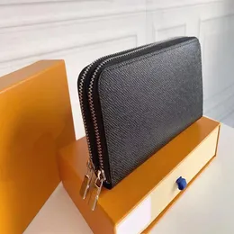 Double Zipper Wallets High Quality Women Classic Standard Wallet Men Bussiness Leather Coin Purse Many Card Slot Case Come With Gi2849