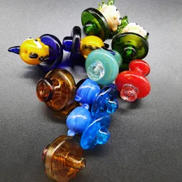 Glass Yellow Duck UFO Carb Cap Dome Smoking Accessories Solid Colored Multiple Designs For Quartz Banger Nails Dab Oil Rigs Glass Bong Water Pipe