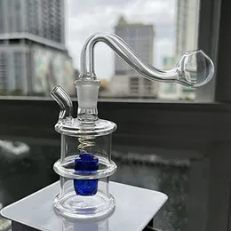 Glas-Wasserbong, Ölbrenner, Bubbler-Rohre, Shisha, Shisha, Dab-Rig, Rauchpfeife, 10-mm-Verbindung, mit durchsichtiger Tabakschale und Silikonschlauch, Perkolator, Mini-buntes Raucher-Geschenk