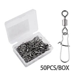 50pcs/ conector de pesca de caixa swivels rolamento de pino peca rolamento rolamento de pesca snap peixhook fish peixe gancho tackle