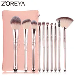 Narzędzia do makijażu Zoreya Marka 10 sztuk Soft Syntetyczne Włosy Tiara Szczotki w kształcie Foundation Powder Blush Mieszanie Concealer Eye Shadow Brush220422