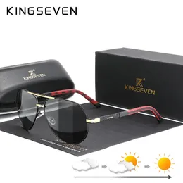 Óculos de sol Pochromic da marca Kingseven para homens Mulheres polarizadas UV400 Sol Glasses Chameleon Lentes de alumínio Eyewear 220511