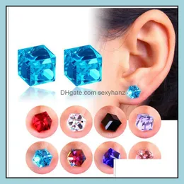Серьги -серьги -шпильки ювелирные украшения магнетит кристалл для женского подарка для вечеринки 6 мм квадрат без уша