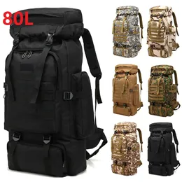 80L Outdoor Sport Tactical Backpack Duża pojemność Oxford Fabric Waterproof Men Camping Torka do polowań na turystykę 220512
