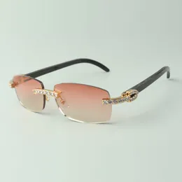 XL Diamond Buffs Sunglasses 3524026 Com as pernas de búfal de textura preta e lentes de 56 mm