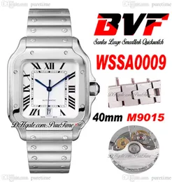 BVF V2 WSSA000 40 mm Miyota 9015 Automatisk Herrklocka Snabbväxling Länkar Vit urtavla Svart romersk blå visare Rostfritt stålarmband Super Edition Puretime A1