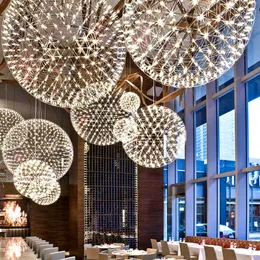 Lampy wiszące nowoczesna restauracja LED stal nierdzewna kulka żyrandol oświetlenie fajerwerk