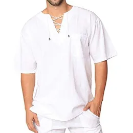 Trend Summer Mens Shortsleeved Tshirt Cotton and Linen Casual Mens Tshirt Shirt Beach Tee 220615