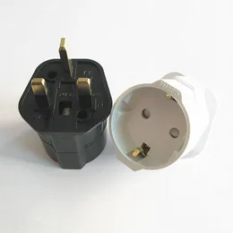 European Euro EU Schuko Pin to UK Plug Adaptor Travel Mains Adapter Converter Front Loading Flat / Round Socket Shape