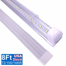 LED Integrated Tube Light, T8 Shop Lights, Hanging or Surface Mount Bulb, High Output, 100Watt 10000 Lumens, 6500K Cold White , 8 Feet, 25 Pack