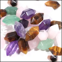 Stone Loose Beads Jewelry Natural Hexagonal Pendum Reiki Charm Home Decoration Accessories Diy Mini Gems Ornaments For Dhhrq