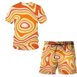 Abstract Art Men Klädtraktioner Set Summer Tops T-shirt Shorts Passar manlig kvinnlig mode Kort ärm Två bit Set 220624