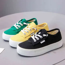 Studentskolskor Canvas Boy Sneakers Flat Shoe 2022 Spring Candy Color Kids Footwear Slip On Children Shoes For Girls E12161 G220517